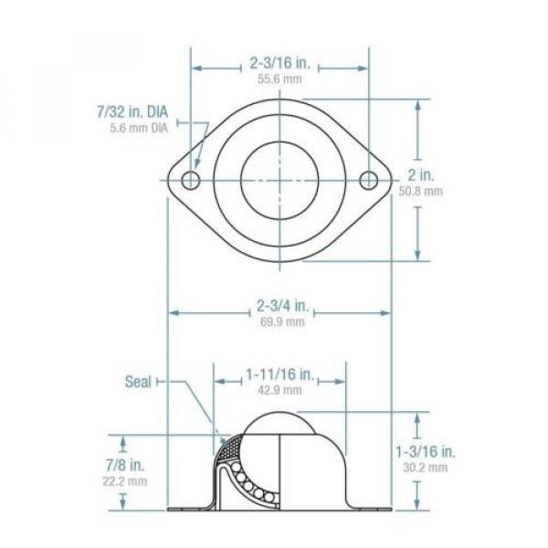 (Case of 10) Hudson Bearings BT-1CS Two-Hole Flange Mounted Ball Transfer Car... #2 image