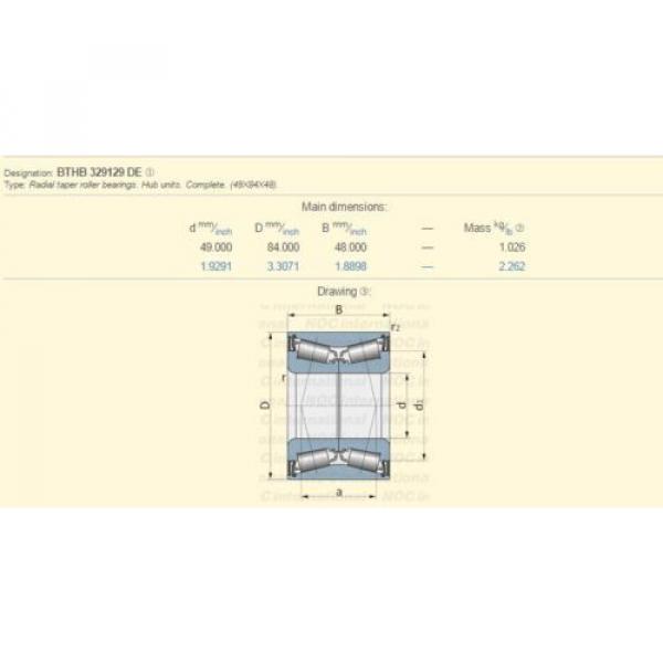 SKF BTHB 329129 DE (49X84X48) Radial taper roller bearings BRAND NEW SKF #3 image