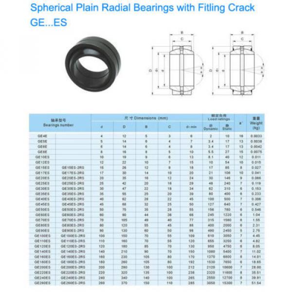 GE4 5 6 8 10 12 15 16 17 20 25 30 35 40ES Spherical Bushing Plain Radial Bearing #3 image