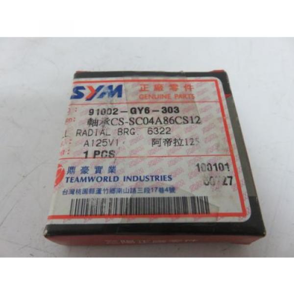 OEM SYM Duke 125, Cinderella 125 - Radial Ball Bearing 6322 PN 91002-GY6-303 #2 image