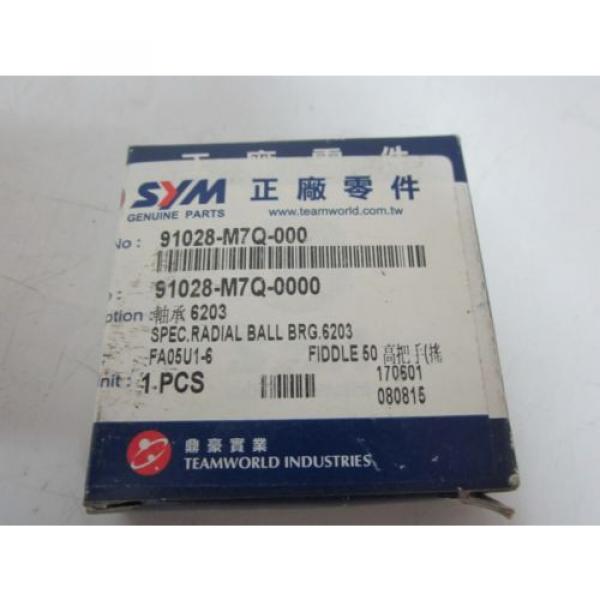 OEM SYM Fiddle 50, Mio 50, DD 50 - Radial Ball Bearing 6203 PN 91028-M7Q-000 #2 image