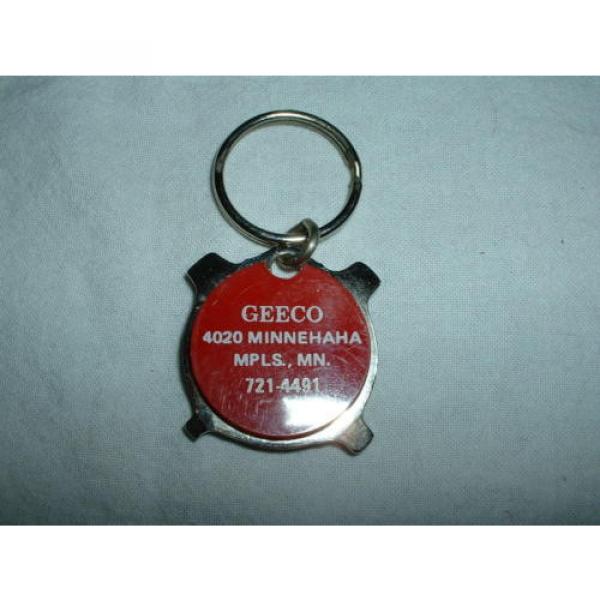 VINTAGE  KEY CHAIN FOB METAL  GEECO MPLS MN. ELECTRIC MOTORS BEARINGS MECHANICAL #1 image