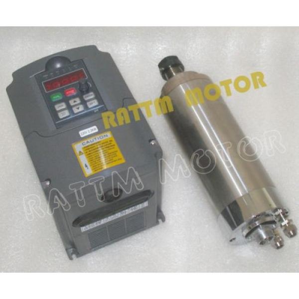 2.2KW Water-cooled spindle motor 220V / ER20 / 4 bearing &amp;2.2kw Inverter VFD #1 image