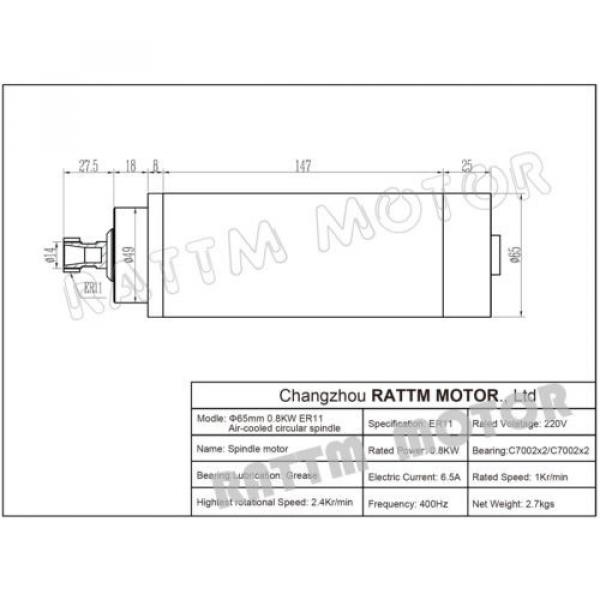 【EU Send&amp;Free VAT】0.8KW AIR-COOLED SPINDLE MOTOR ENGRAVING 4 bearing ER11 #5 image