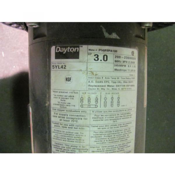 DAYTON P56P2PA100 MOTOR 3HP 3PH 200-230/460V 3450RPM 2.2KW PUMP 5YL42 #2 image