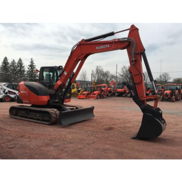 2014 KUBOTA KX080 MINI EXCAVATOR CAB HEAT AIR HYDRAULIC THUMB DOZER BLADE #4 image