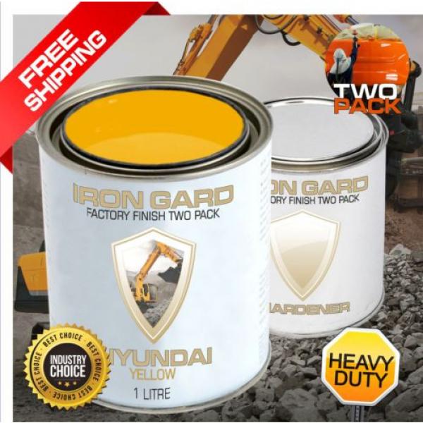 IRON GARD 1L Two Pack Paint HYUNDAI YELLOW Excavator Auger Loader Bucket Attach #1 image