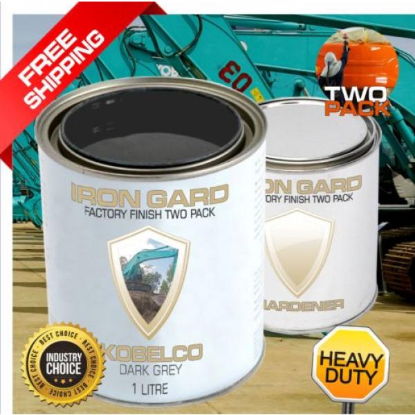 IRON GARD 1L Two Pack Paint KOBELCO DARK GREY Excavator Bucket Attach Mini Dig #1 image