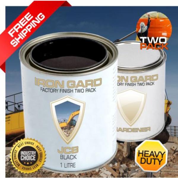 IRON GARD 1L Two Pack Paint JCB BLACK Excavator Auger Loader Skid Bucket Attach #1 image