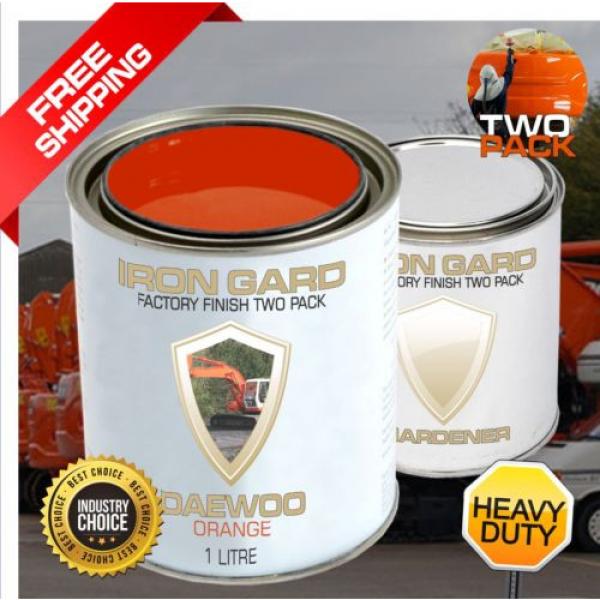 IRON GARD 1L Two Pack Paint DAEWOO ORANGE Excavator Auger Loader Bucket Attachme #1 image