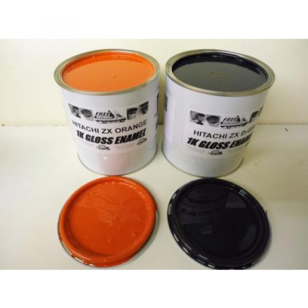 Hitachi Zaxis Digger Orange &amp; Cab Dark Grey Gloss paint 1 Litre Tins #2 image