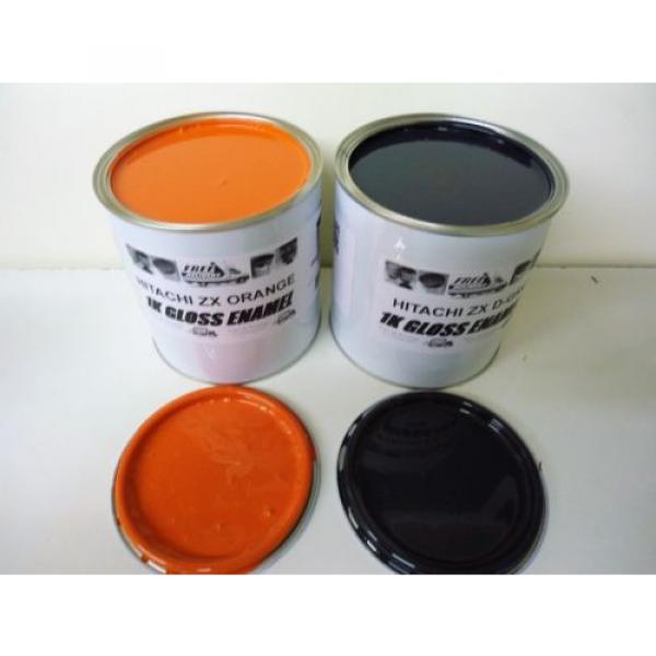 Hitachi Zaxis Digger Orange &amp; Cab Dark Grey Gloss paint 1 Litre Tins #3 image