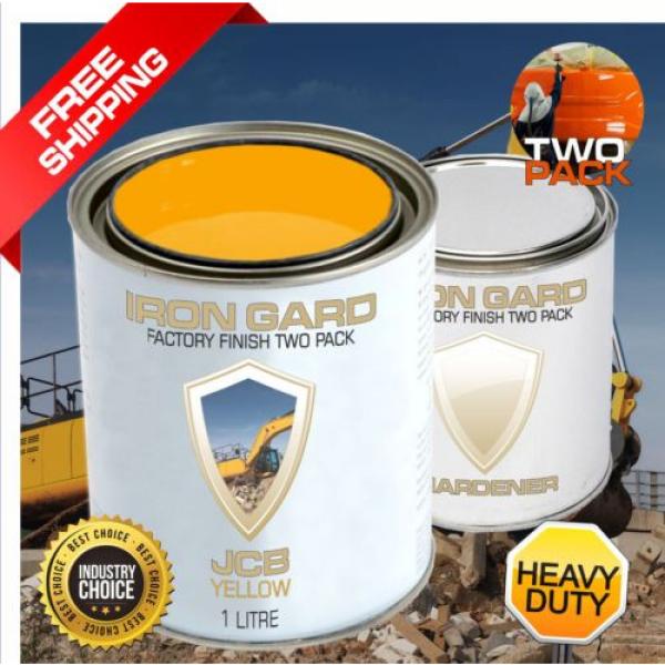 IRON GARD 1L Two Pack Paint JCB YELLOW Mini Excavator Auger Loader Skid Bucket #1 image