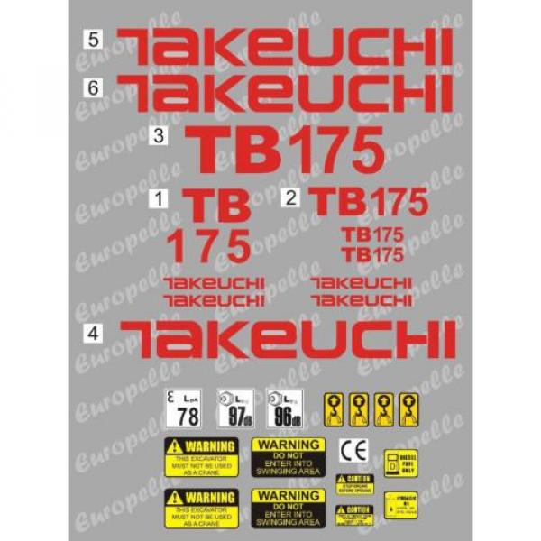 Decal Sticker set. TAKEUCHI TB175 Mini Digger Pelle Bagger Excavator #1 image