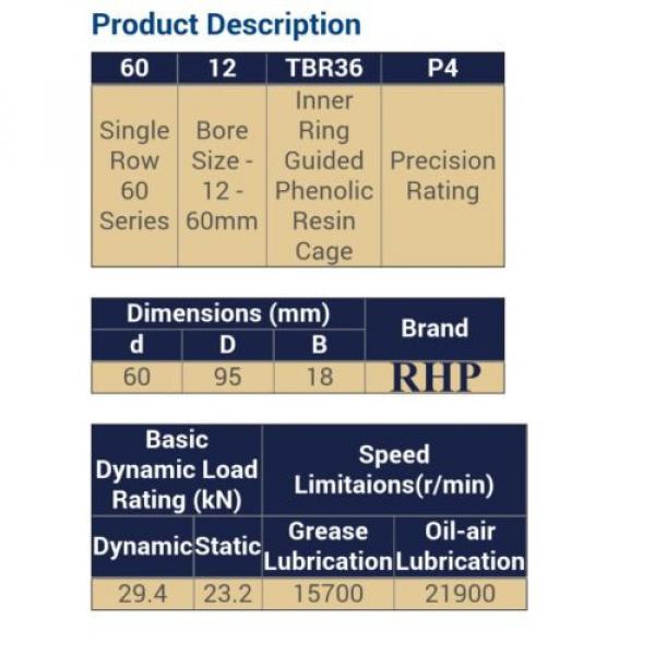 RHP BEARINGS SUPER PRECISION 6012TBR12P4 #2 image